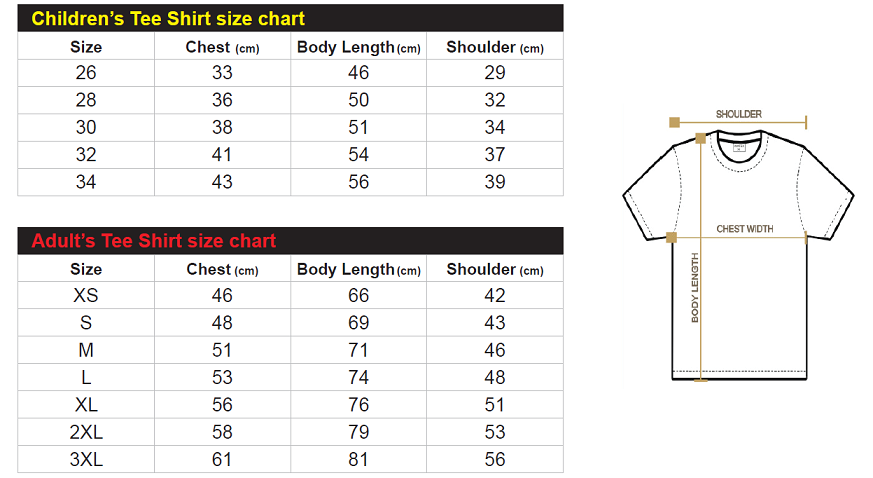 Tee-Shirt Size Chart with tee image 70
